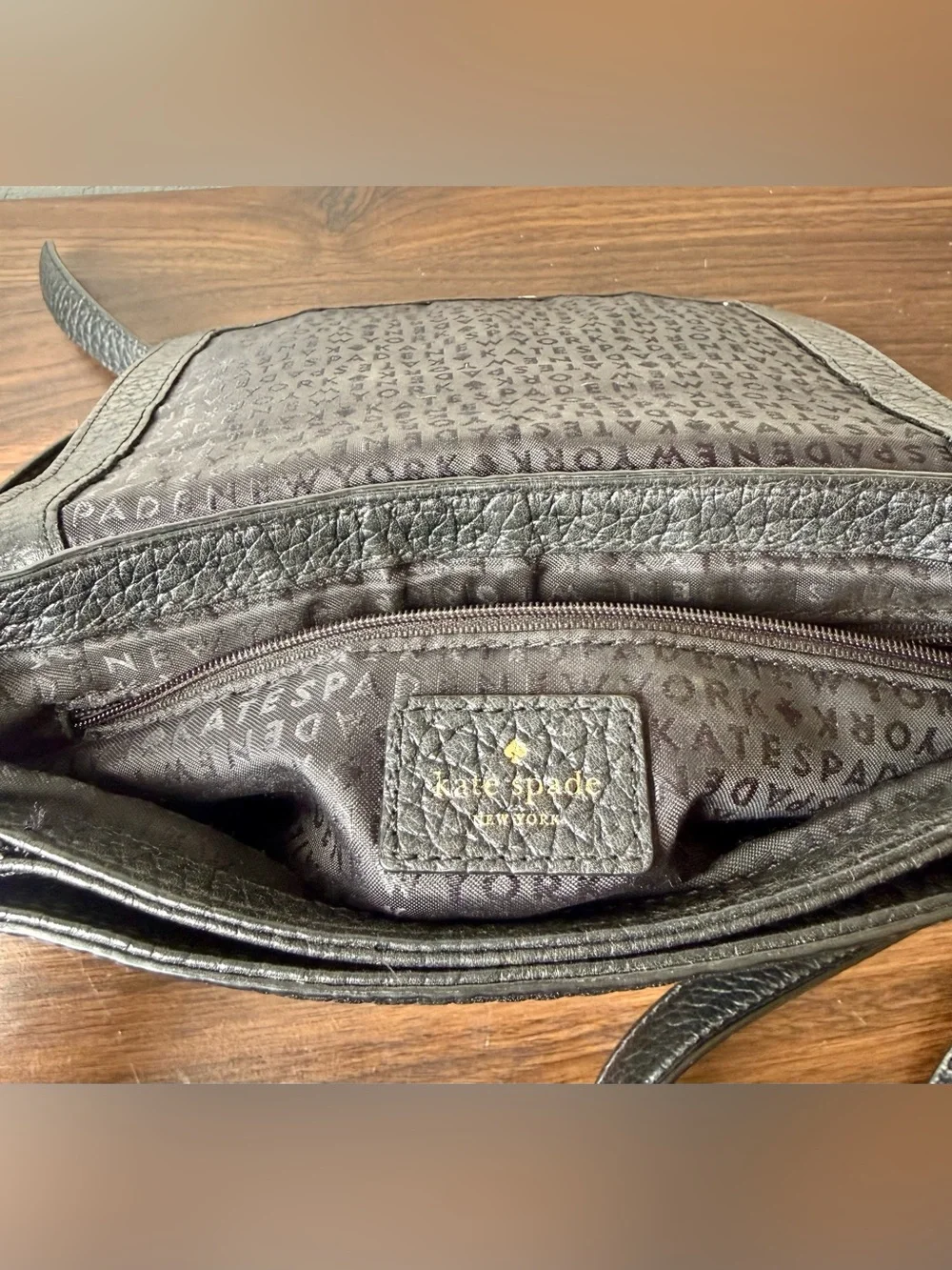 Vintage Kate Spade Black Pebbled Leather Crossbody Bag